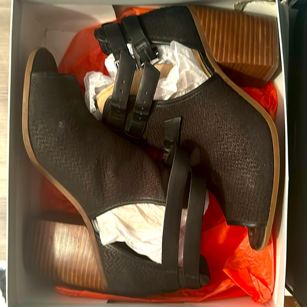 Black open toe shoe boot